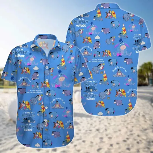 Discover Disney Winnie The Pooh Eeyore Blue Hawaiian Shirt