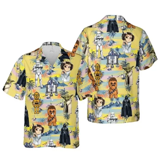 Discover Disney Star Wars Cute Characters Tropical Summer Hawaiian Shirt