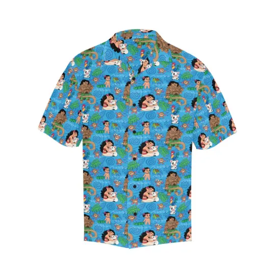 Discover Disney Moana & Friends Tropical Beach Blue Hawaiian Shirt