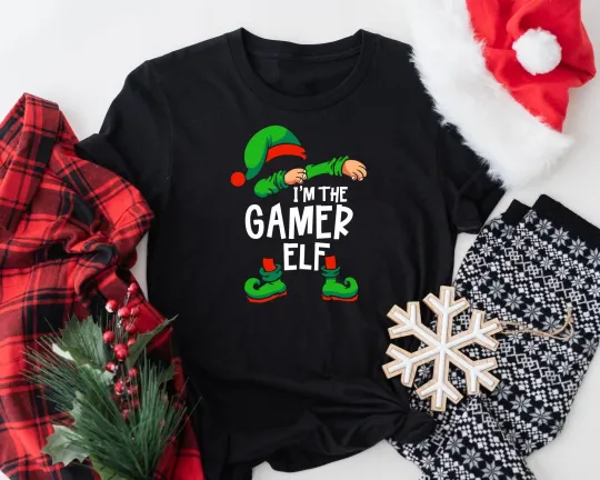 Discover Gamer Elf T-Shirt Christmas Hoodie Family Elf Sweater