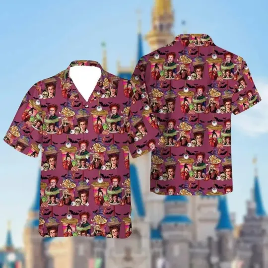 Discover Disney Halloween Hocus Pocus Sanderson Sisters Tropical Summer Hawaiian Shirt