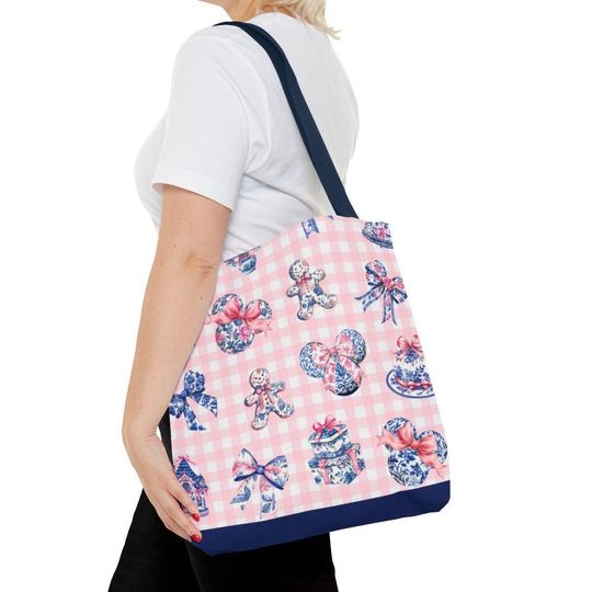 Discover Grandmillennial Toile Christmas Tote Bag, Disney Tote Bag Gift