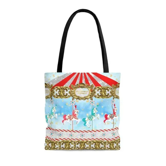 Peppermint Carousel Tote Bag, Disney Tote Bag Gift