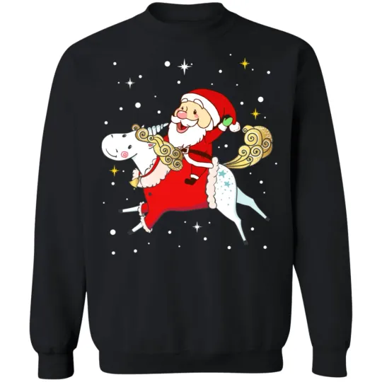 Discover Santa on Unicorn Ugly Christmas Sweatshirt