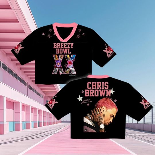 Chris Brown Crop Top Football Jersey  Breezy Bowl Stadium World Tour Mesh Shirt, Concert Outfit, Rave Festival Top, Fan Gift, Breezy Fan