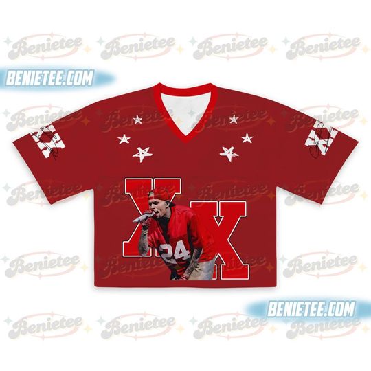 Discover Tour Chris Brown 2025 Crop top Football Jersey Full Mesh, Breezy Bowl XX Concert 2025, Chris Brown Merch,Country Music