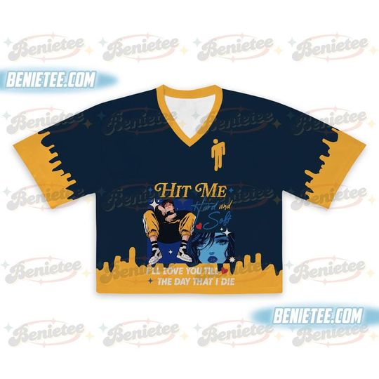 Billie Eilish Hit Me Hard and Soft Tour Crop top Football Jersey Full Mesh, Billie Eilish Shirt