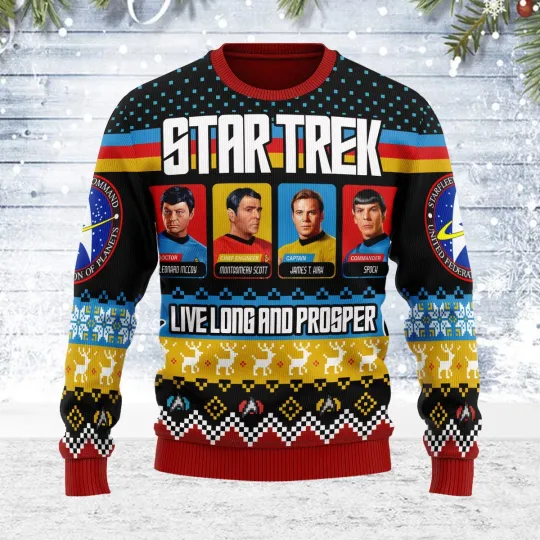 Discover Live Long And Prosper Character Squares Christmas Sweater