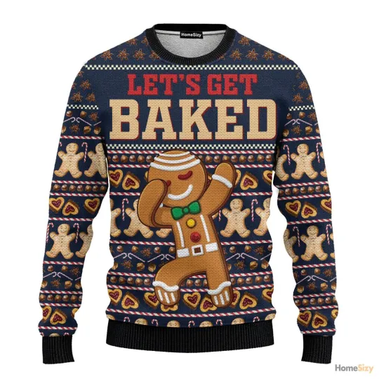 Discover Ginger Bread Lets Get Baked Ugly Christmas Sweater