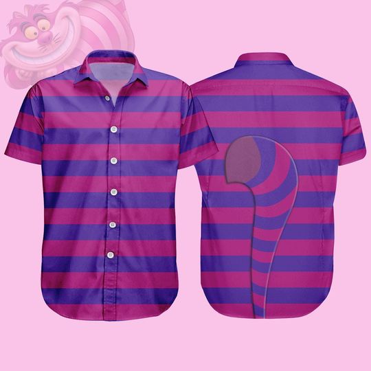 Discover Halloween Cheshire Cat Button Shirt, Alice in Wonderland Costume, Disneyland Shirt, Halloween Party