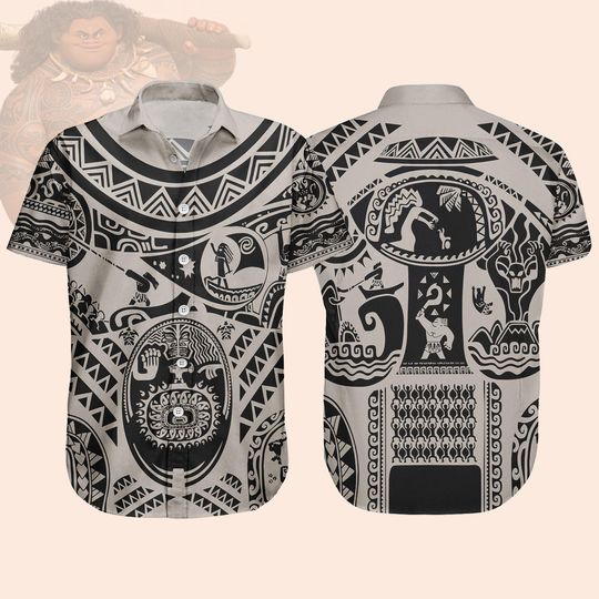 Discover Maui Costume Button Shirt, Moana Disney Men Shirt, Polynesian Tattoo Man Shirt, Maui Cosplay Outfit, Halloween Shirt