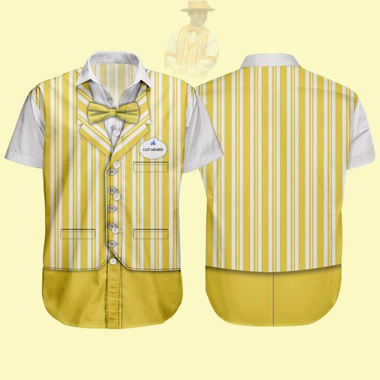 Discover Halloween Yellow Dapper Dan Button Shirt, The Dapper Dans Men Shirt, Walt Disney World Shirt, Disney Cast Member Costume