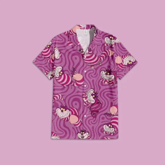 Discover Disney Cheshire Cat Alice In Wonderland Swirling Summer Vacation Hawaiian Shirt