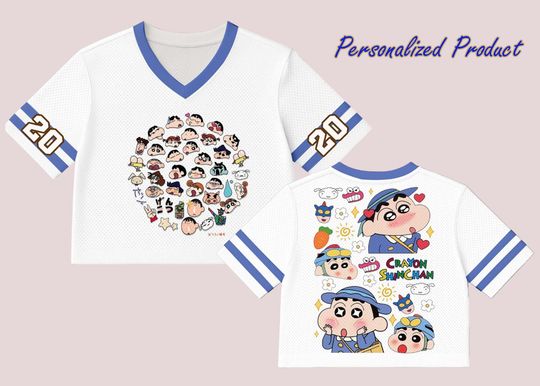 Discover Custom Crayon Shinchan Baseball Jersey, Cute Cartoon Anime Shirt, Custom Number Jersey, Unisex Kawaii Streetwear, Personalized Fan Gift