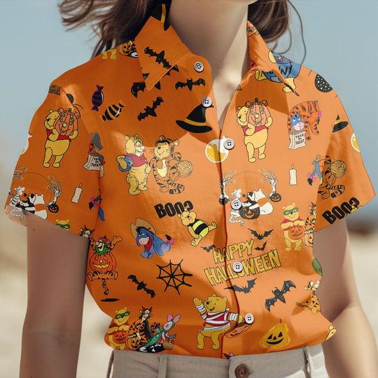 Discover Retro Pooh Ghost Halloween Shirt, Winnie The Pooh Shirt, Spooky Season Gift, Fall Autumn Pjs For Her