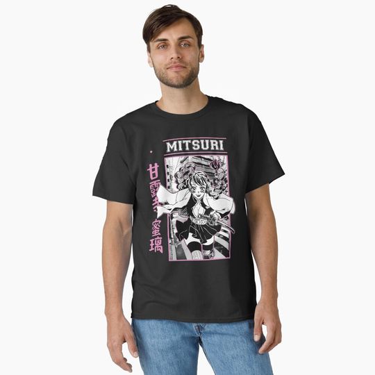Love Hashira : Mitsuri Kanroji Classic T-Shirt, Fan Art Anime Design Classic T-Shirt