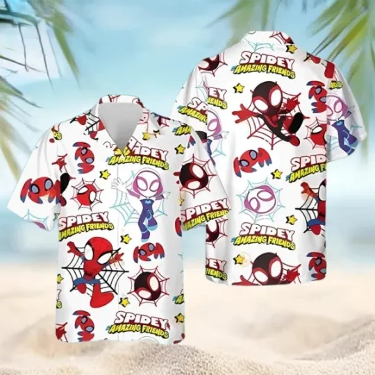Discover Disney Spidey And His Amazing Friends Spider Man White Hawaiian Shirt