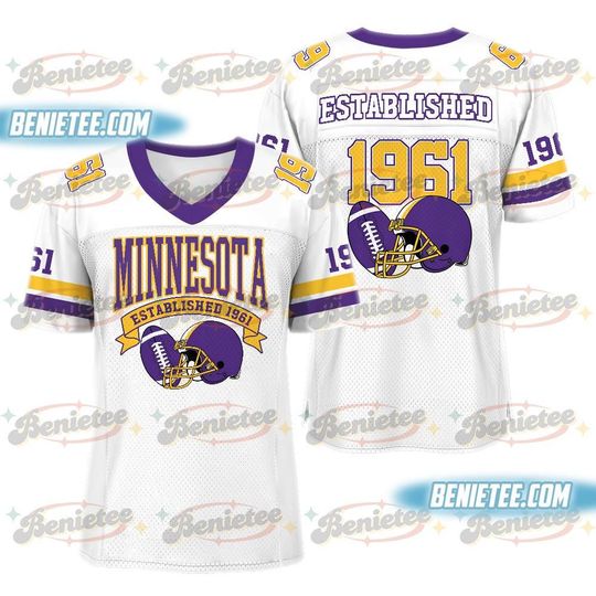 Minnesota American Mesh Football Jersey, Retro Vikes Game Day Football Jersey