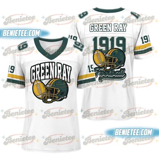 Green Bay Mesh Football Jersey, Retro Green Bay Game Day Football Jersey
