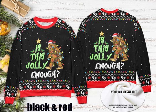 Discover Bigfoot Christmas Sweater, Funny Sasquatch Ugly Xmas Sweater for Family