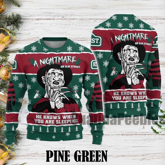 Freddy Krueger Ugly Christmas Sweater Halloween Horror Movie Characters Xmas Killers Sweater