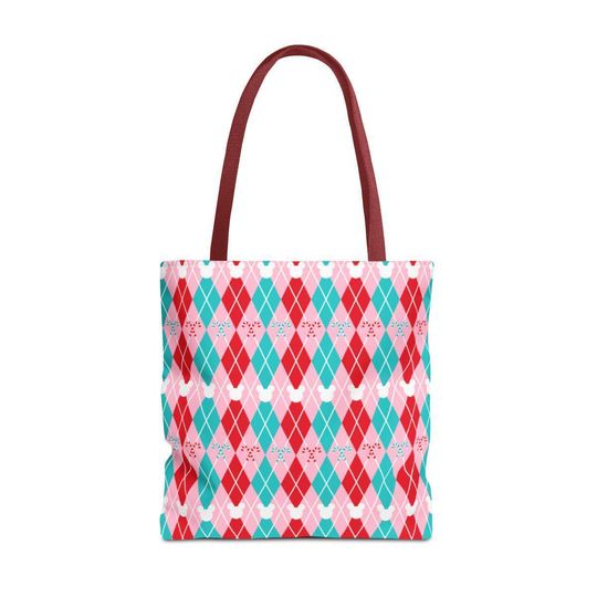 Peppermint Mickey Argyle Tote Bag, Disney Tote Bag Gift