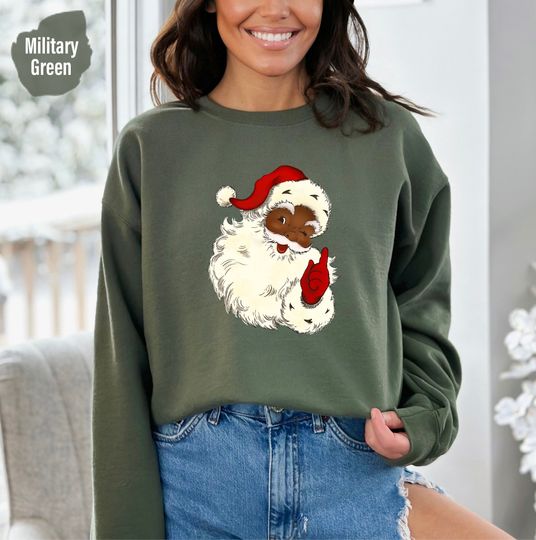 Discover Vintage Black Santa Sweatshirt and Hoodie, African American Santa Claus Crewneck