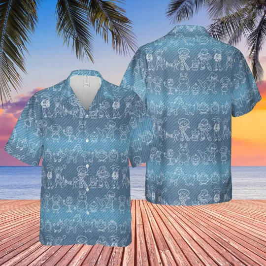 Discover Disney Summer Beach Toy Story Line Drawings Disney Aloha Hawaiian Shirt