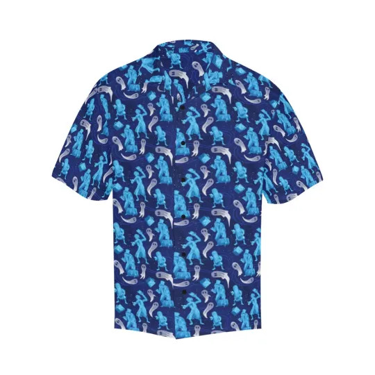 Discover Disney Haunted Mansion Hitchhiking Ghosts Blue Hawaiian Shirt