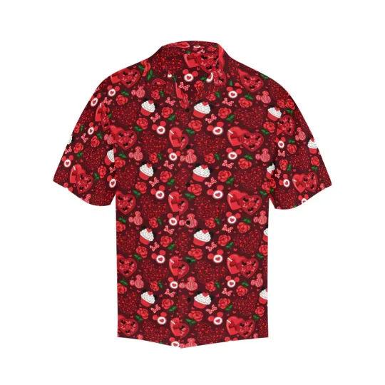 Discover Disney Mickey Valentines Day Candy Red Hawaiian Shirt