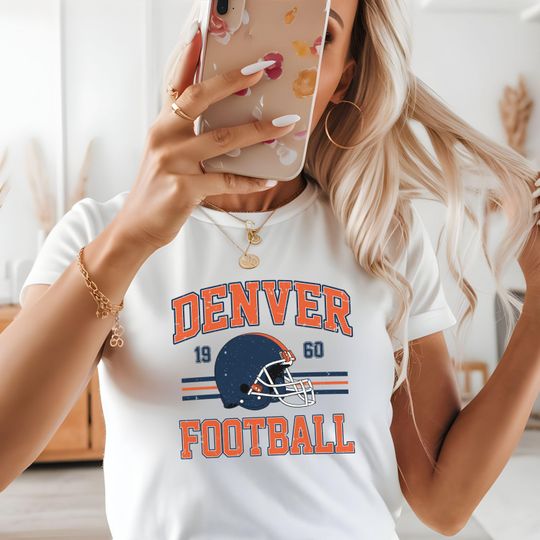 Discover Denver Football Baby Tee Y2K Baby Tees Denver Football Shirt Football Outfit Football Wife Shirt Football Girlfriend Shirt