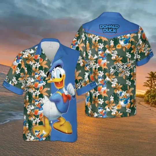 Discover Disney Donald Duck Tropical Summer Vacation Aloha Hawaiian Shirt