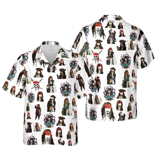 Discover Disney Pirates Of The Caribbean Jack Sparrow White Hawaiian Shirt