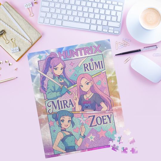 Huntrix Kpop Demon Hunters Puzzle Colorful Kpop Girl Group Jigsaw, Anime Fan Merch Gift, Korean Idol Collectible Puzzle