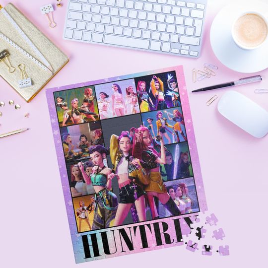 Huntrix Kpop Demon Hunters Puzzle Colorful Kpop Girl Group Jigsaw, Anime Fan Merch Gift, Korean Idol Collectible Puzzle
