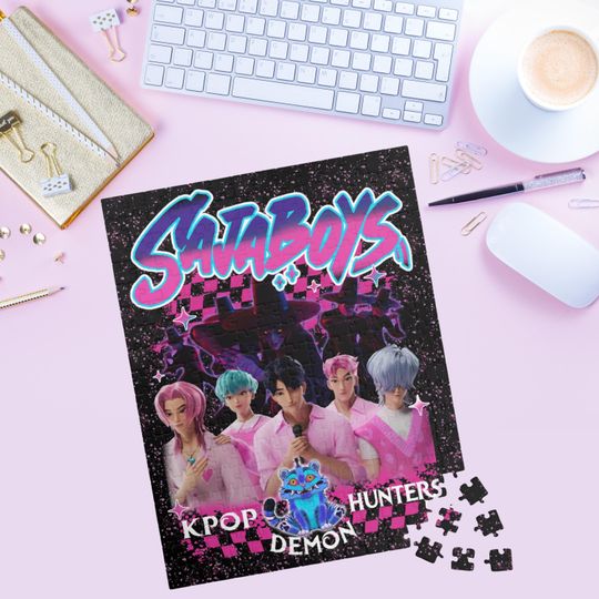 Kpop Demon Hunters Saja Boys Puzzle Anime Fan Art Jigsaw for Kpop Lovers, Unique Korean Idol Merch Gift, Collectible Puzzle