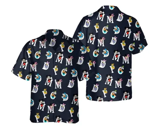 Discover Disney Mickey And Friends Family Summer Trip Matching Black Hawaiian Shirt