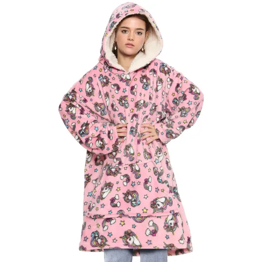 Discover Unicorn Snuggle Blanket Hoodie Unisex Oversized Fleece Hoodie