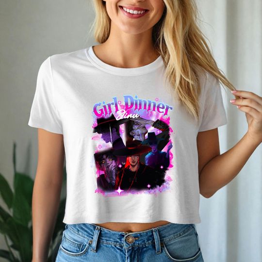 Girl Dinner Jinu Crop Top Kpop Demon Hunter Alt Shirt, Cute Goth Kpop Merch, Aesthetic Stan Style