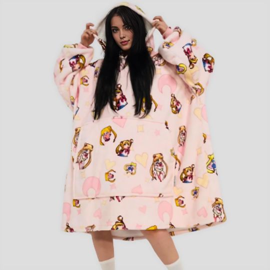 Anime Blanket Hoodie Oversized Sherpa Unisex Adults & Kids