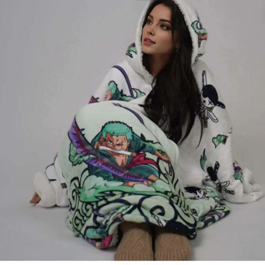 Discover Anime Blanket Hoodie Oversized Sherpa Unisex Adults & Kids