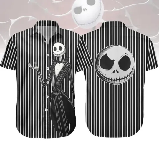 Discover Halloween Jack Skellington Costume Cosplay, Disney Movie Button Shirt