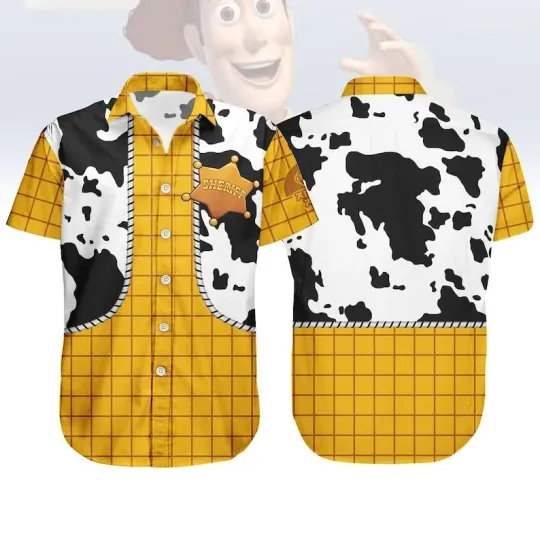Discover Disney Toy Story Sheriff Woody Cowboy Cosplay Costume Pixar Hawaiian Shirt
