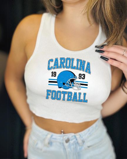 Discover Carolina Football Graphic Tank Top | Vintage Style Game Day Crop | Retro Sports Shirt