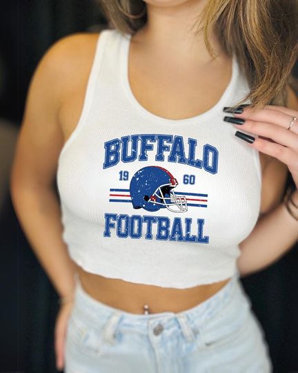 Discover Buffalo Football Graphic Tank Top | Vintage Style Game Day Crop | Retro Sports Shirt