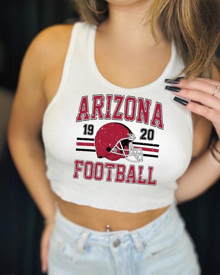 Discover Arizonna Football Graphic Tank Top | Vintage Style Game Day Crop | Retro Sports Shirt