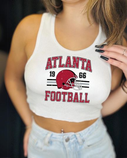 Discover Atlanta Football Graphic Tank Top | Vintage Style Game Day Crop | Retro Sports Shirt