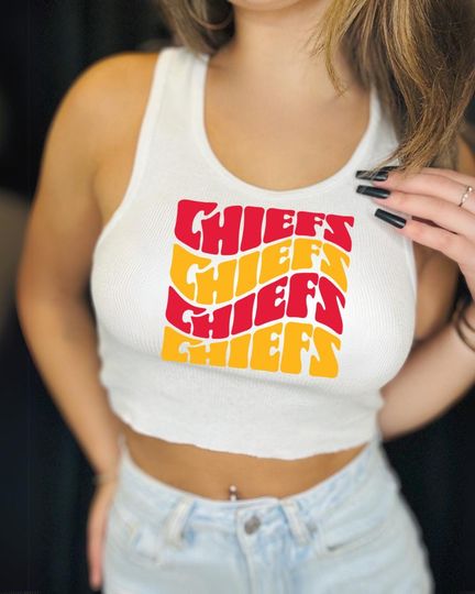 Discover Red & Gold Football Tank Top | Women's Game Day Shirt | Inspired by Kansas City