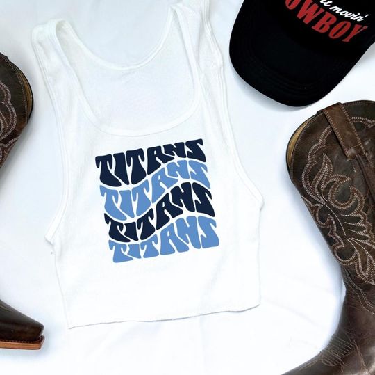 Discover Light Blue & Navy Game Day Tank | Groovy Football Fan Shirt | Sundays in Nashville | Tailgate Graphic Top