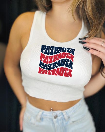 Discover Red & Navy Game Day Tank | Groovy Football Fan Shirt | Vintage Tailgate Top | Sundays in New England